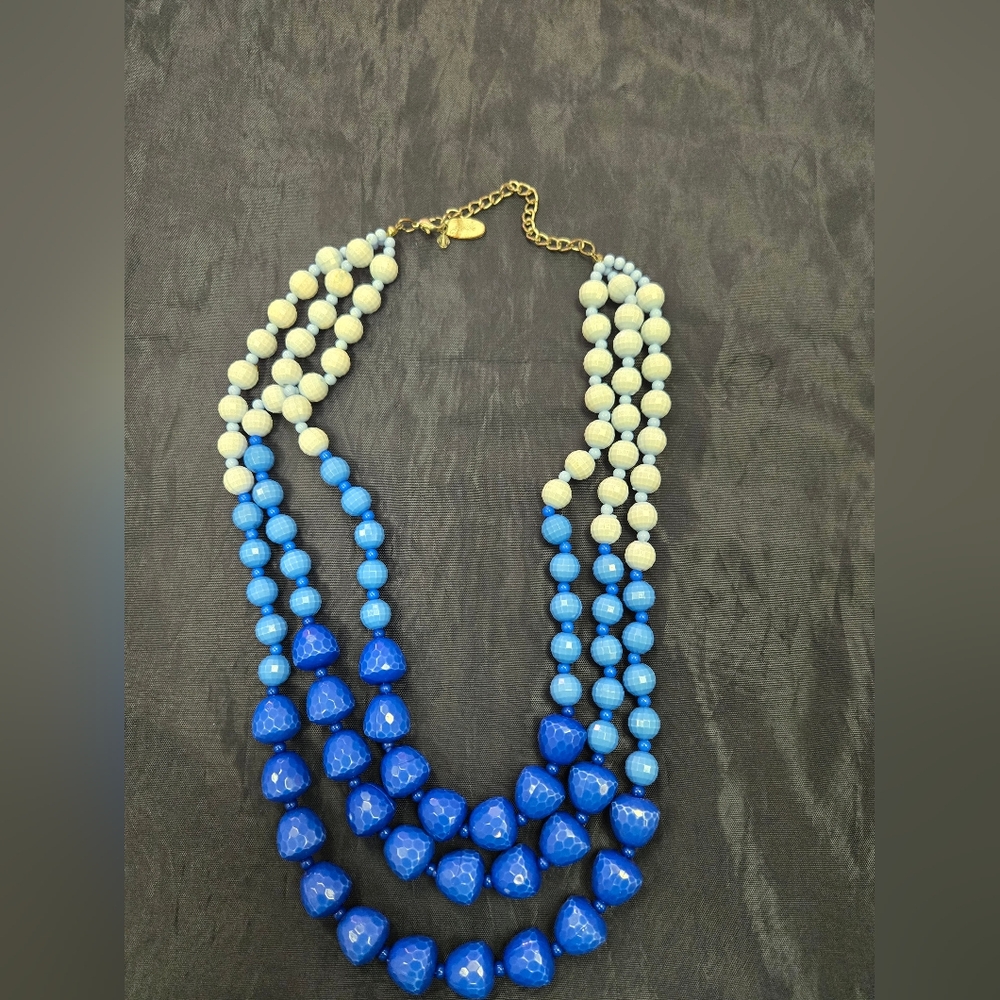 Joules Blue and Cream Gradient Necklace Multi-Strand